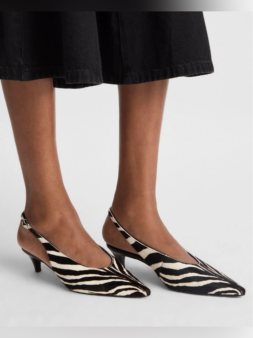 NEW Madewell The Emilie Slingback Pump Zebra Print Calf Hair NY383 $198 size 9.5